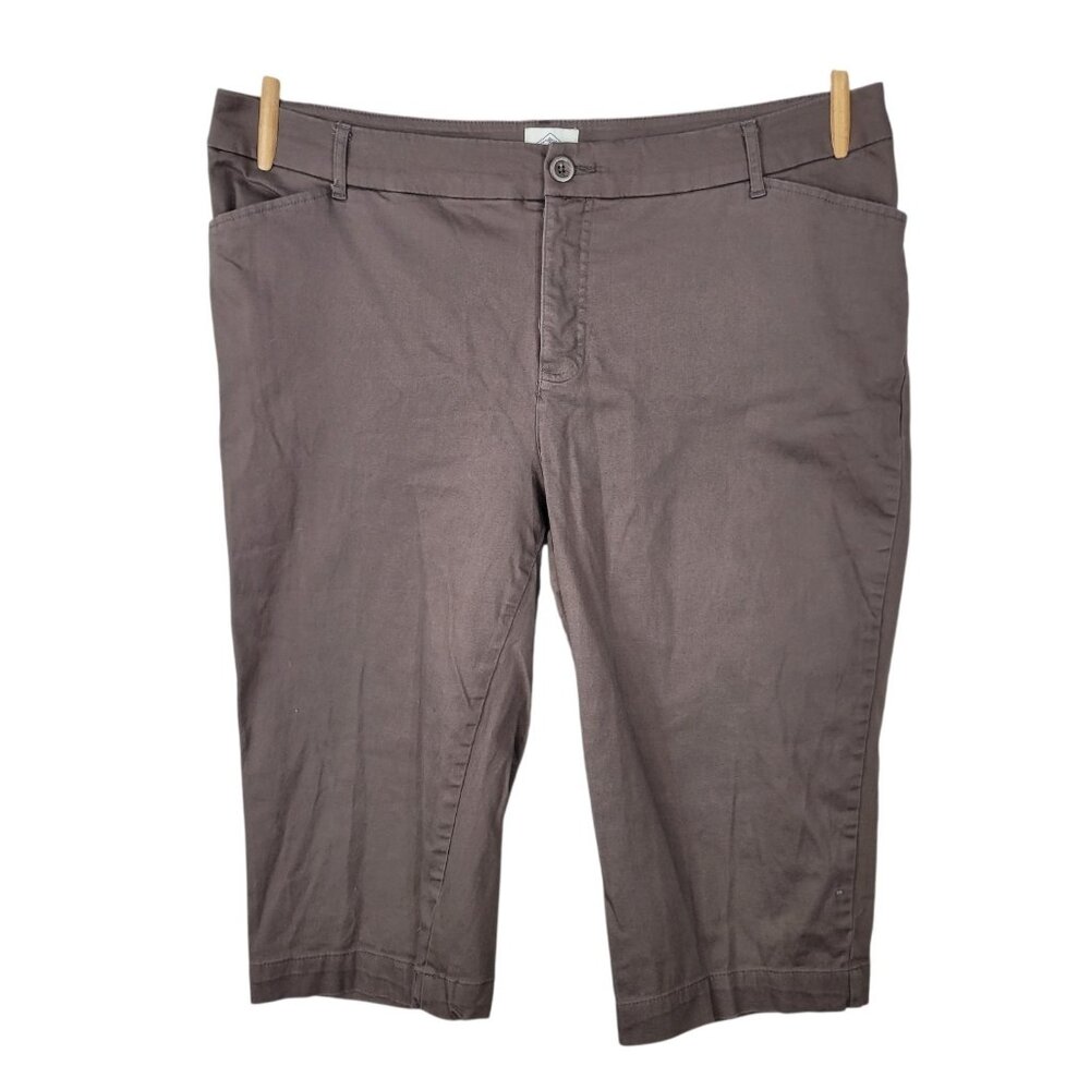 St Johns Bay Capri Pants Plus 20W 49 x 17.5 Crop Shorts Brown Canvas Womens